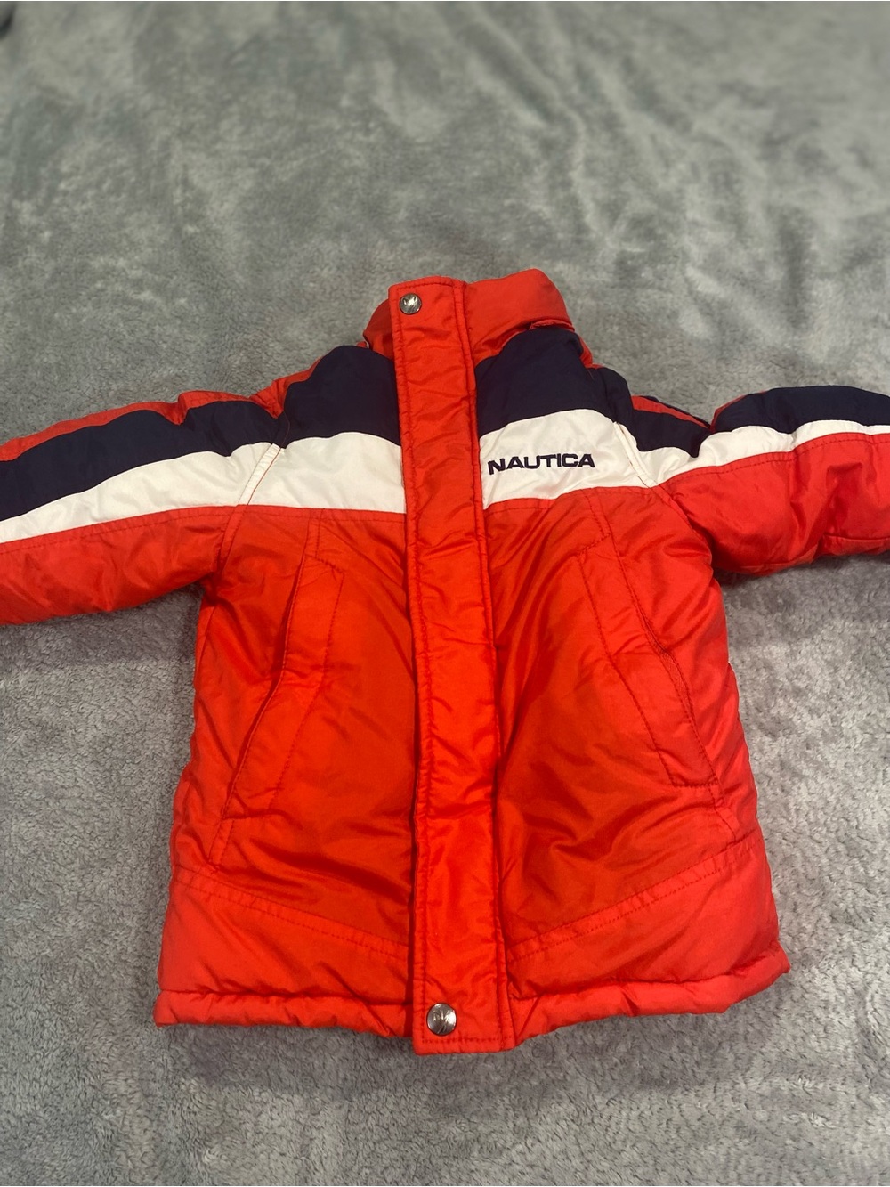 Nautica Kids Red Puffer Jacket with Navy & White Panels